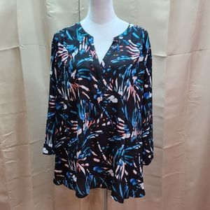 NYDJ Curves 360 Abstract Print Pullover Blouse Size 3X